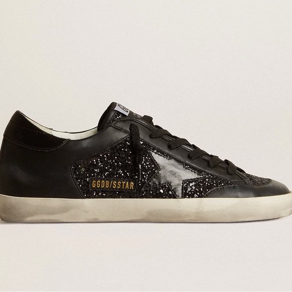 Golden Goose Shoes - NWOT Limited Edition Golden Goose Black Nappa Superstar Glitter Star Shoes SZ 40